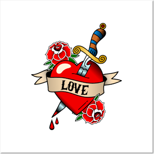 Love Heart - Tattoo Style Posters and Art